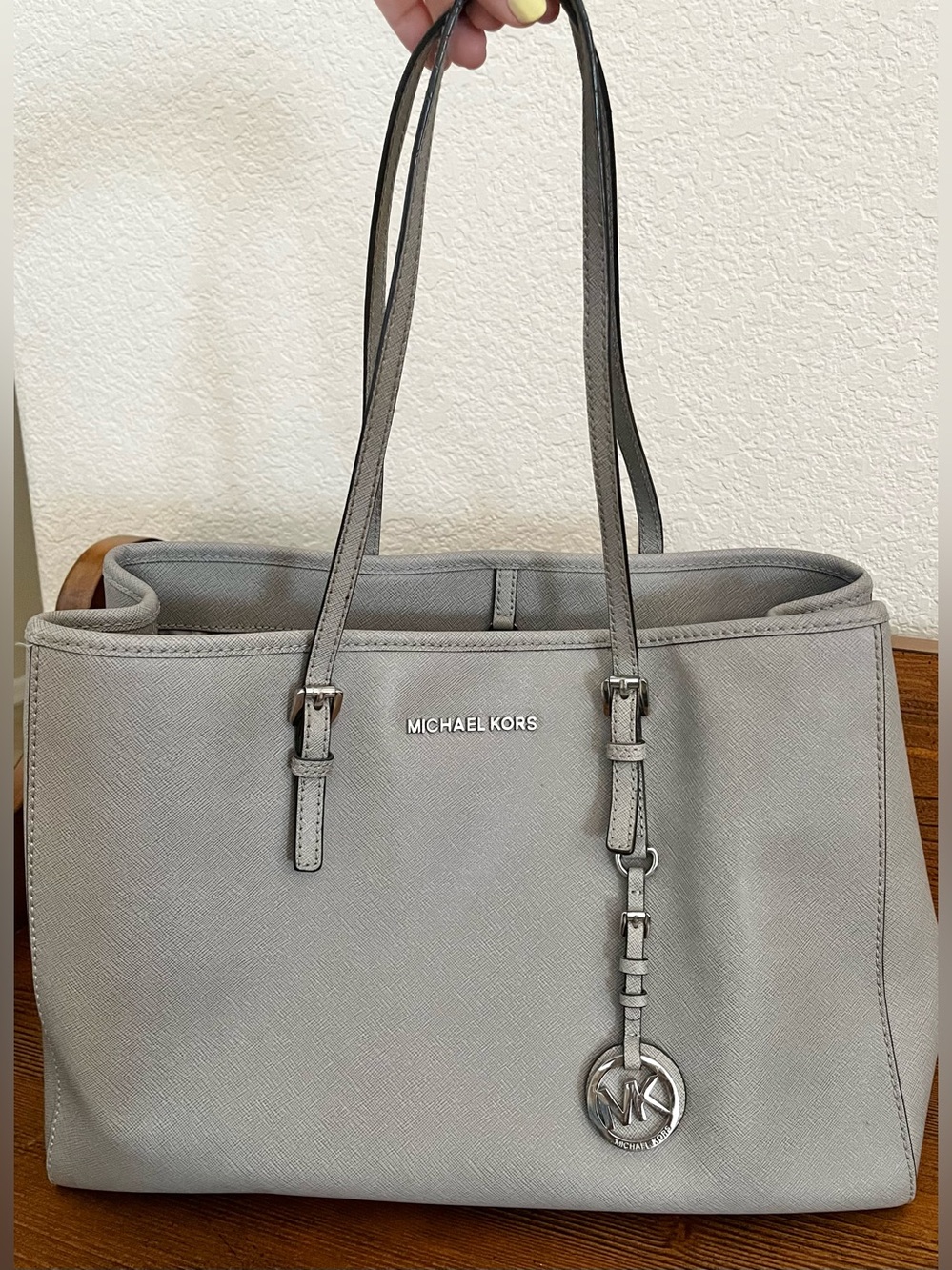 Michael Kors Gray Saffiano Leather Structured Tote